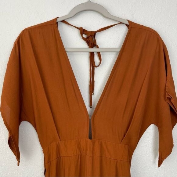 Faithfull The Brand Cedric crop jumpsuit burnt orange 2 - Picture 4 of 15